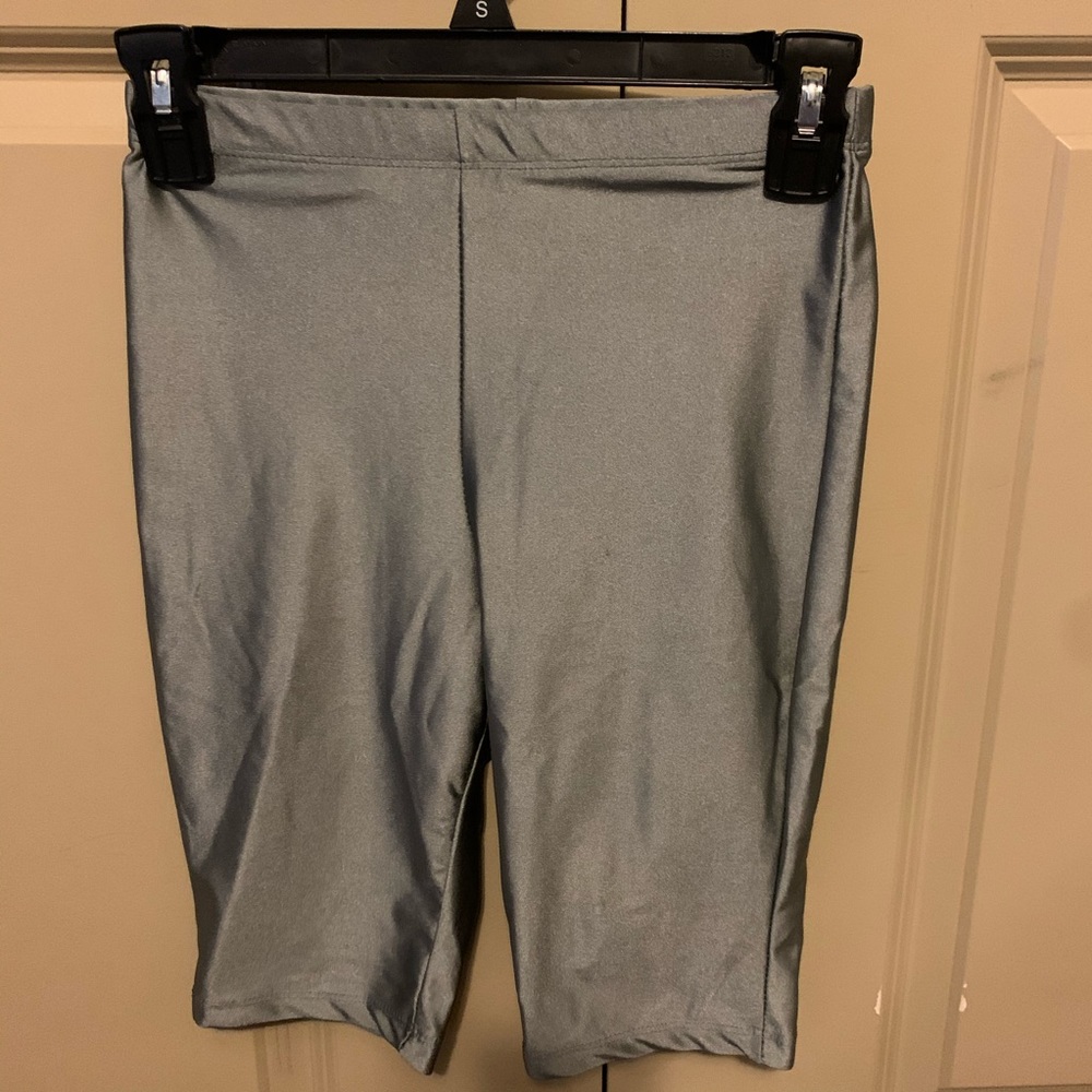 holographic silver spandex biker shorts